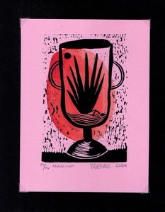 Agave Cup block print with watercolor accent 01/06