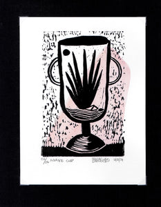 Agave Cup block print with watercolor accent 02/06