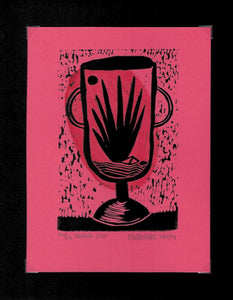 Agave Cup block print with watercolor accent 04/06