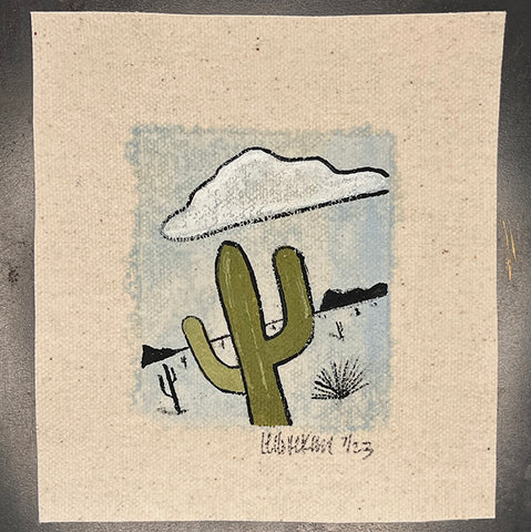 Bright Saguaro Day - Lil' Oil Painting appx. 5" x 5.5"