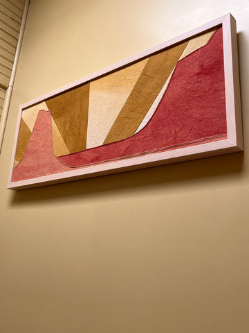 Canyon Rays  Naturally Dyed original art 33 x 12 framed