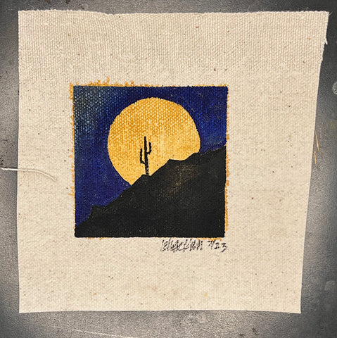 Desert Night - Lil' Oil Painting appx. 5" x 5"