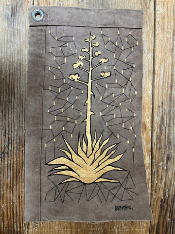 Agave in Bloom on Vintage Canvas Original Art