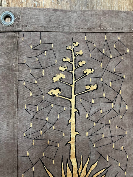 Agave in Bloom on Vintage Canvas Original Art