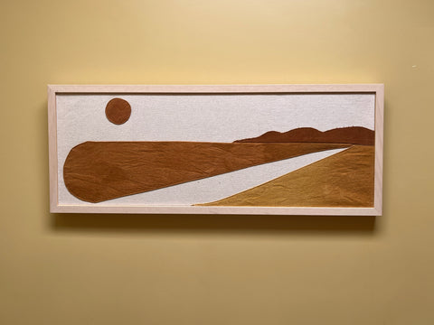 Out West Gold  Naturally Dyed original art 33 x 12 framed