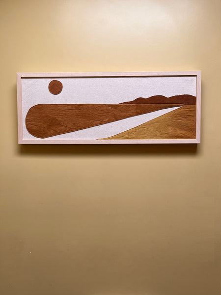 Out West Gold  Naturally Dyed original art 33 x 12 framed