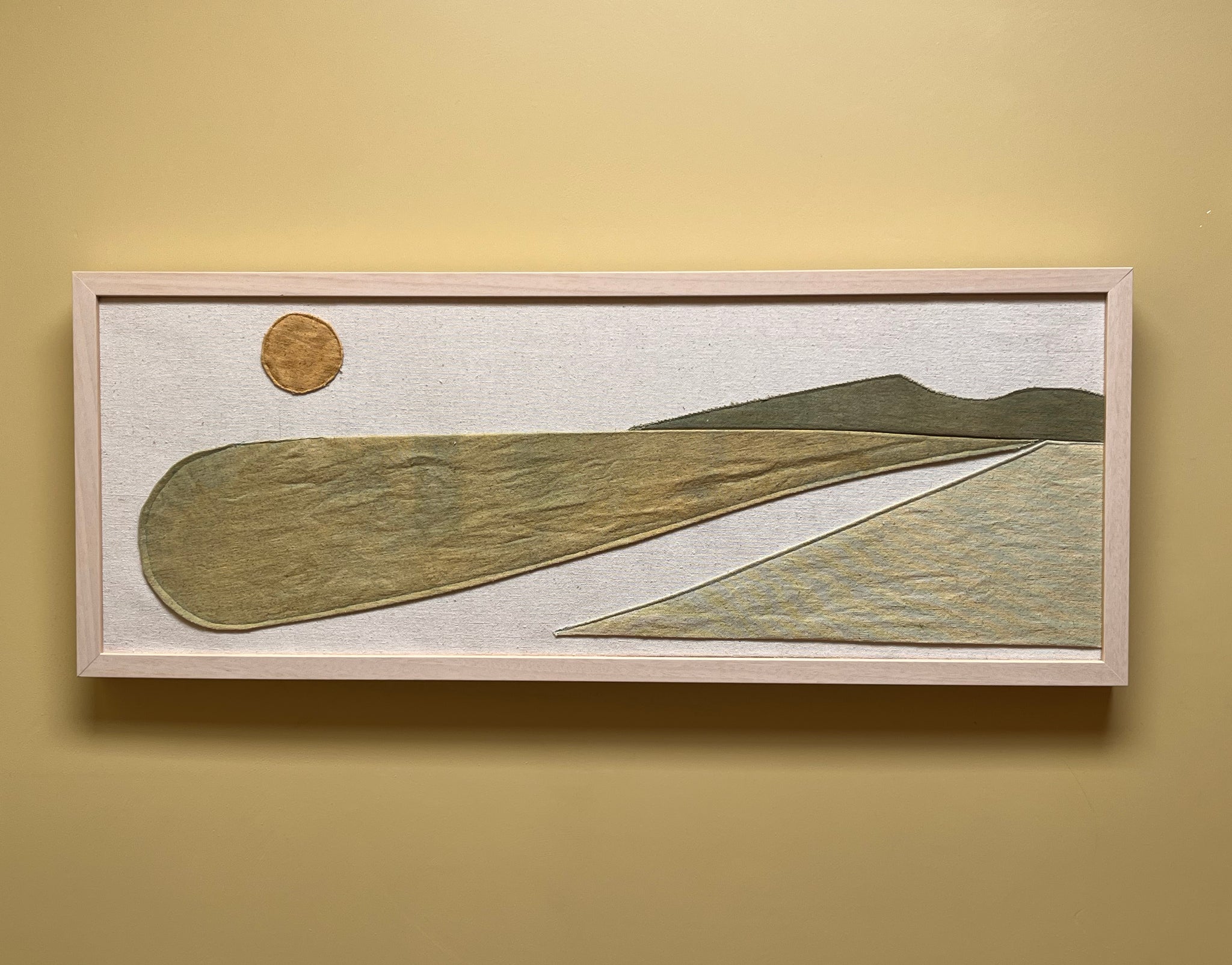 Out West Sage  Naturally Dyed original art 33 x 12 framed