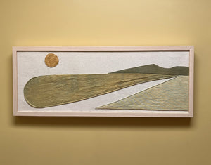 Out West Sage  Naturally Dyed original art 33 x 12 framed