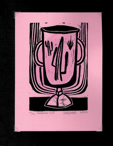 Saguaro Cup block print with watercolor accent 01/06