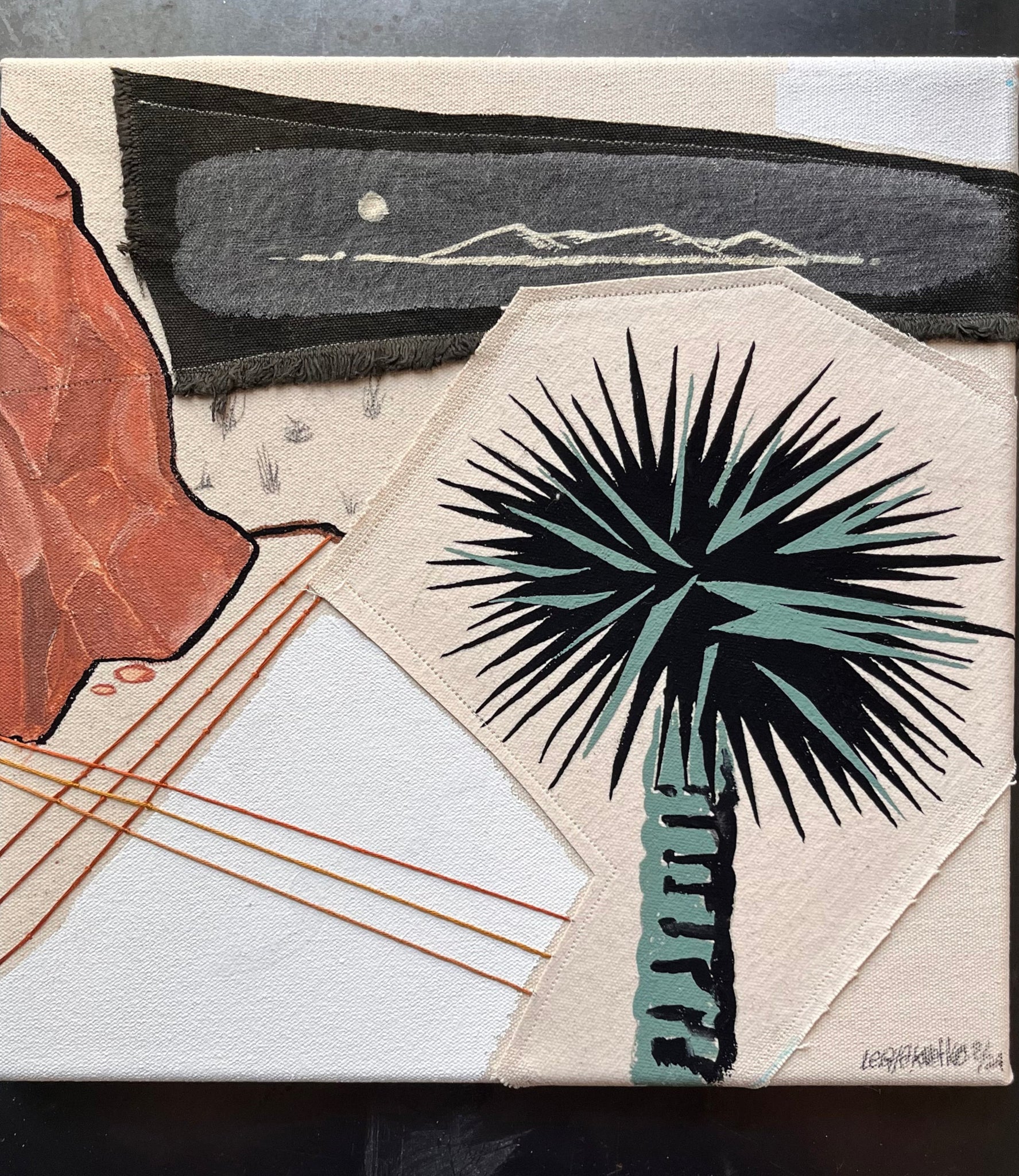 Yucca Painted Collage  - Original Art   12in x 12in