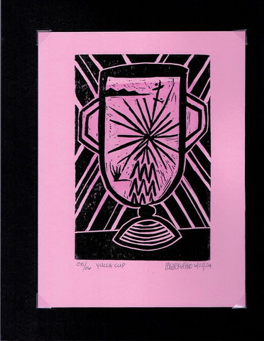 Yucca Cup block print with watercolor accent 05/06