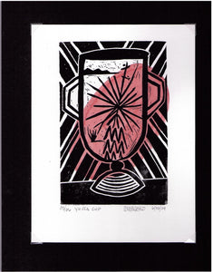 Yucca Cup block print with watercolor accent 03/06