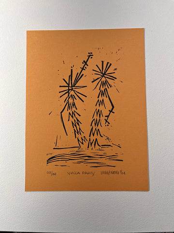 6 x 8 in Yucca Party print on yellow paper