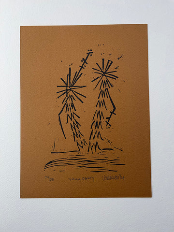 6 x 8 in Yucca Party print on nutmeg paper