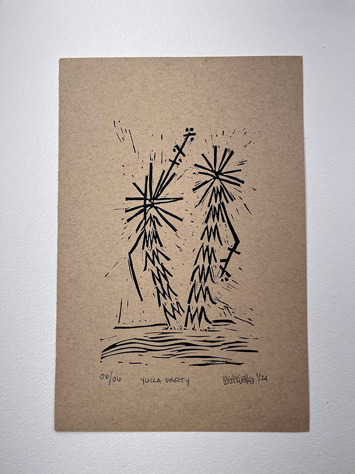 6 x 9 in Yucca Party print on tan paper