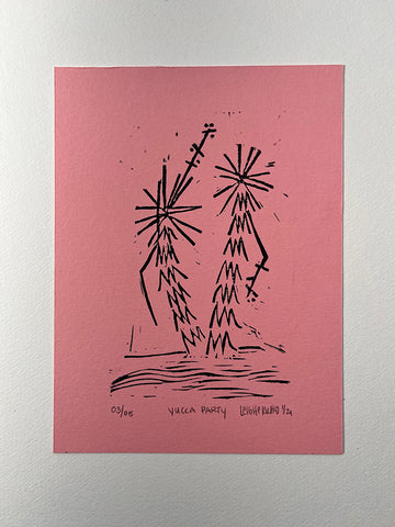 6 x 8 in Yucca Party print on pink paper
