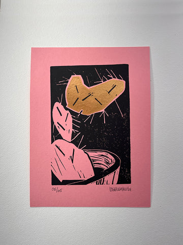 6 x 8 in Nopales Love print on pink paper