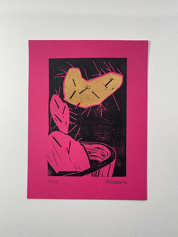 6 x 8 in Nopales Love print on hot pink paper